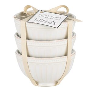 lenox (858037 ) french perle groove bowls (set of 3), mini, white