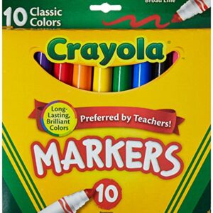 Crayola Broad Line Markers, Classic Colors 10 Each (Pack of 2)