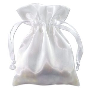satin jewelry gift pouches 3x4 white (package of 10) - drawstring gift bags