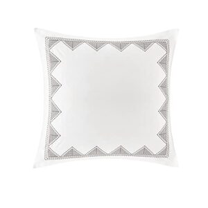 ink+ivy single 100% cotton euro sham - european square decorative pillow cover, hidden zipper closure (cushion not included), isla, geometric white 26"x26"