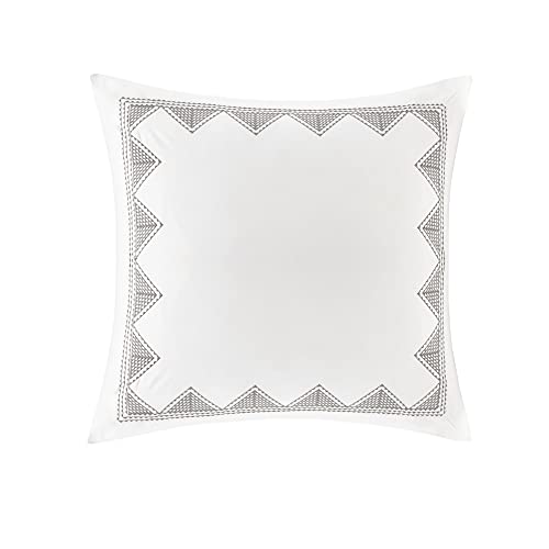 INK+IVY Single 100% Cotton Euro Sham - European Square Decorative Pillow Cover, Hidden Zipper Closure (Cushion NOT Included), Isla, Geometric White 26"x26"