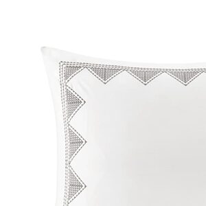 INK+IVY Single 100% Cotton Euro Sham - European Square Decorative Pillow Cover, Hidden Zipper Closure (Cushion NOT Included), Isla, Geometric White 26"x26"