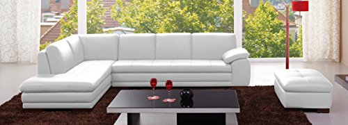 J and M Furniture 625 Italian Leather Sectional White, Transitional