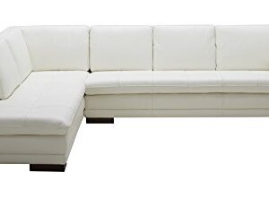 J and M Furniture 625 Italian Leather Sectional White, Transitional