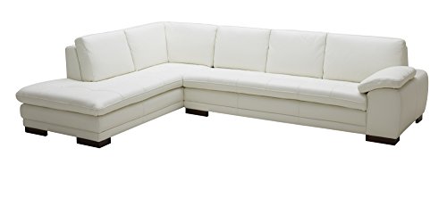 J and M Furniture 625 Italian Leather Sectional White, Transitional