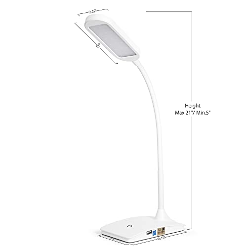 TW Desk Lamps for Home Office - Super Bright Small Desk Lamp with USB Charging Port, a Perfect LED Desk Light as Study Lamp, Bedside Reading Lights, White