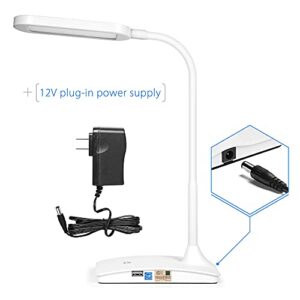 TW Desk Lamps for Home Office - Super Bright Small Desk Lamp with USB Charging Port, a Perfect LED Desk Light as Study Lamp, Bedside Reading Lights, White