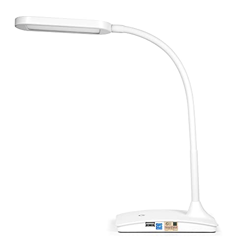 TW Desk Lamps for Home Office - Super Bright Small Desk Lamp with USB Charging Port, a Perfect LED Desk Light as Study Lamp, Bedside Reading Lights, White