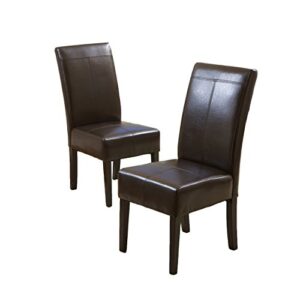 christopher knight home emilia chocolate brown leather dining chairs (set of 2)