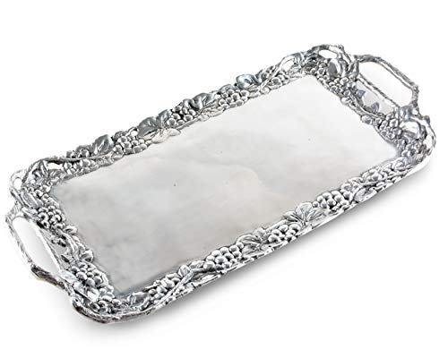 Arthur Court Designs Metal Aluminum Grape Decorative Serve Ware Serving Tray / Platter 21 inch x 10 inch