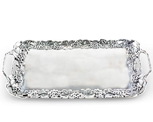 Arthur Court Designs Metal Aluminum Grape Decorative Serve Ware Serving Tray / Platter 21 inch x 10 inch