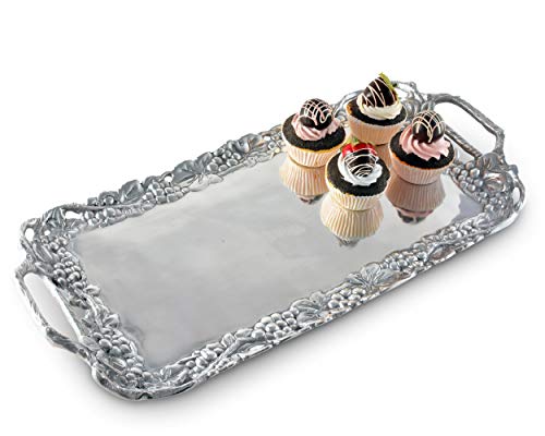 Arthur Court Designs Metal Aluminum Grape Decorative Serve Ware Serving Tray / Platter 21 inch x 10 inch