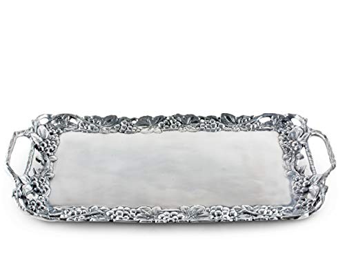 Arthur Court Designs Metal Aluminum Grape Decorative Serve Ware Serving Tray / Platter 21 inch x 10 inch