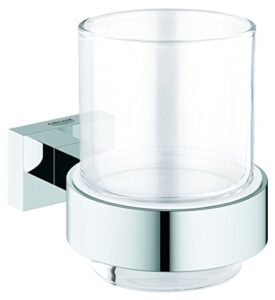grohe 40755001 essentials cube glass cup with holder