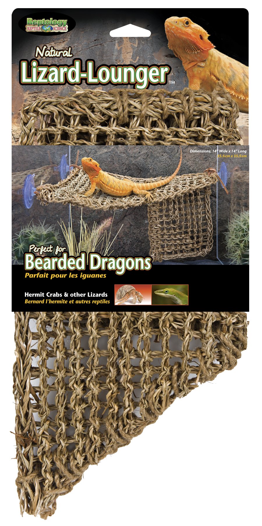 PENN-PLAX Reptology Lizard Lounger Corner Triangle with Ladder– 100% Natural Seagrass Fiber – Great for Bearded Dragons, Anoles, Geckos, and Other Reptiles – Large