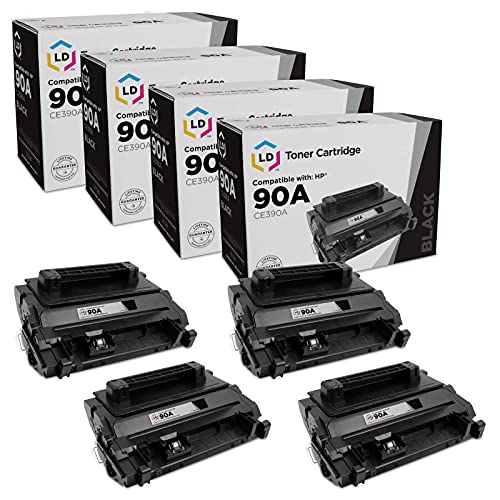 LD Products Compatible Toner Cartridge Replacement for HP 90A CE390A (Black, 4-Pack) Compatible with Laserjet Enterprise 600 M601dn, 600 M602dn, 600 M602n, 600 M603dn, 600 M603n, 600 M603xh, M4555f