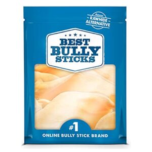 Best Bully Sticks All-Natural Thick-Cut Cow Ears for Small, Medium and Large Dogs - 100% Natural Free-Range Grass-Fed Beef Single Ingredient High Protein, Highly Digestible Dog Chew Treats - 12 Pack