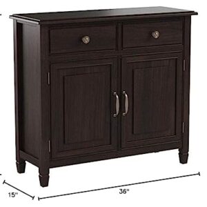 SIMPLIHOME Connaught SOLID WOOD 40 inch Wide Transitional Entryway Storage Cabinet in Dark Chestnut Brown, with 2 Drawers, 2 Doors, Adjustable Shelves