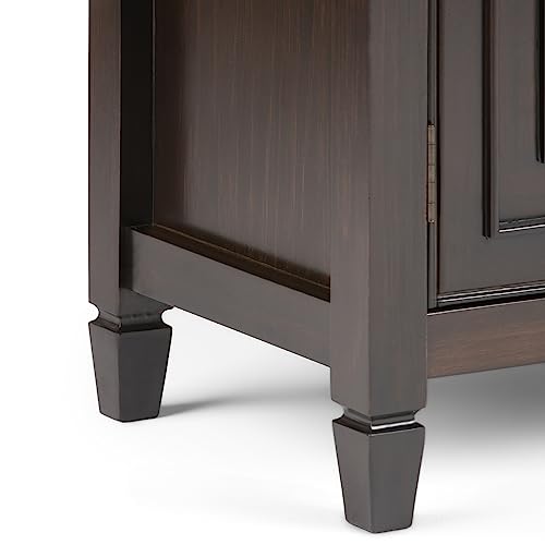 SIMPLIHOME Connaught SOLID WOOD 40 inch Wide Transitional Entryway Storage Cabinet in Dark Chestnut Brown, with 2 Drawers, 2 Doors, Adjustable Shelves