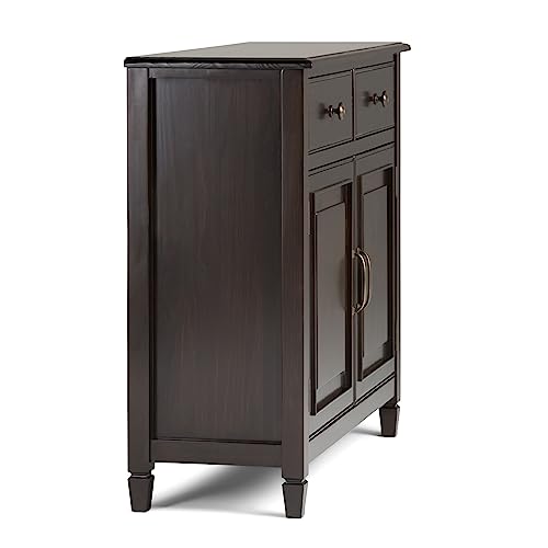 SIMPLIHOME Connaught SOLID WOOD 40 inch Wide Transitional Entryway Storage Cabinet in Dark Chestnut Brown, with 2 Drawers, 2 Doors, Adjustable Shelves