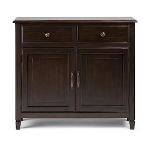 SIMPLIHOME Connaught SOLID WOOD 40 inch Wide Transitional Entryway Storage Cabinet in Dark Chestnut Brown, with 2 Drawers, 2 Doors, Adjustable Shelves