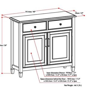 SIMPLIHOME Connaught SOLID WOOD 40 inch Wide Transitional Entryway Storage Cabinet in Dark Chestnut Brown, with 2 Drawers, 2 Doors, Adjustable Shelves