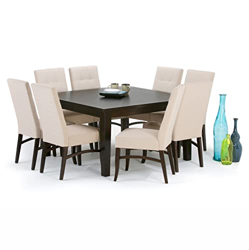 SIMPLIHOME Eastwood SOLID HARDWOOD 54 Inch Square Contemporary Dining Table in Java Brown, For the Dining Room