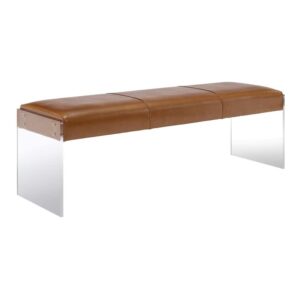 tov furniture envy leather/acrylic bench, brown