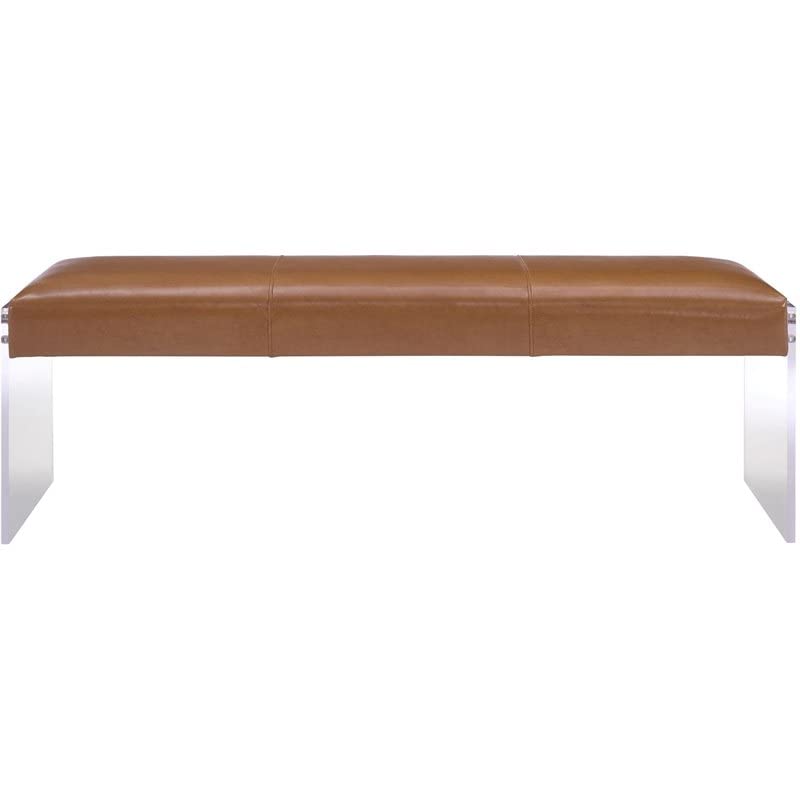 Tov Furniture Envy Leather/Acrylic Bench, Brown