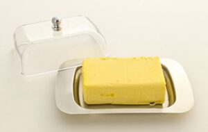 zoie + chloe stainless steel butter dish with easy to hold lid