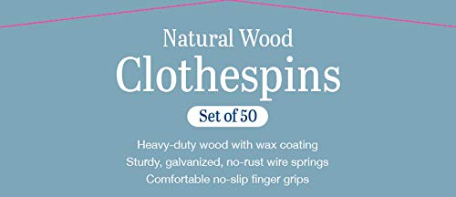 Whitmor Set of 50 Wooden Clothespins, S/50