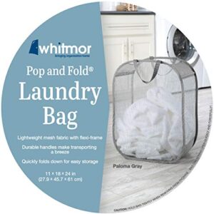 Whitmor Pop and Fold Bag, Paloma Gray Laundry Hamper