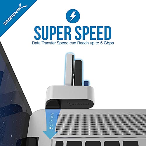 SABRENT Premium 3 Port Aluminum Mini USB 3.0 Hub [90°/180° Degree Rotatable] (HB-R3MC)