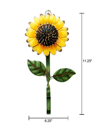 YK Decor Metal Sunflower Hook Wall Decor Key Holder, Bathroom Towel and Robe Hook, Decorative Large Single Hanging Hook Wall Coat Clothes Holder, Wall Mounted Sunflower Kitchen Decor Wall Decoration