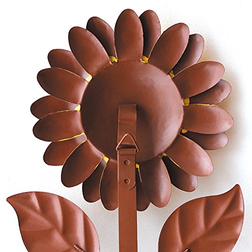 YK Decor Metal Sunflower Hook Wall Decor Key Holder, Bathroom Towel and Robe Hook, Decorative Large Single Hanging Hook Wall Coat Clothes Holder, Wall Mounted Sunflower Kitchen Decor Wall Decoration