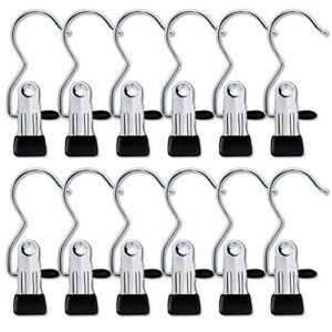ipow 12 pcs boot hanger clips, stainless steel laundry hook hanging clothes portable for home and travel