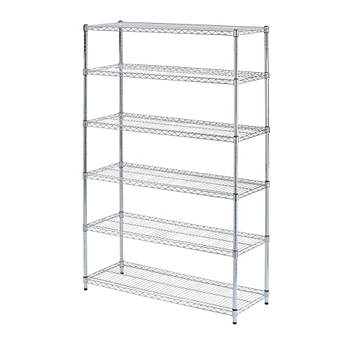 Alera NSF Certified 6-Shelf Wire Shelving Kit, 48w x 18d x 72h, Silver