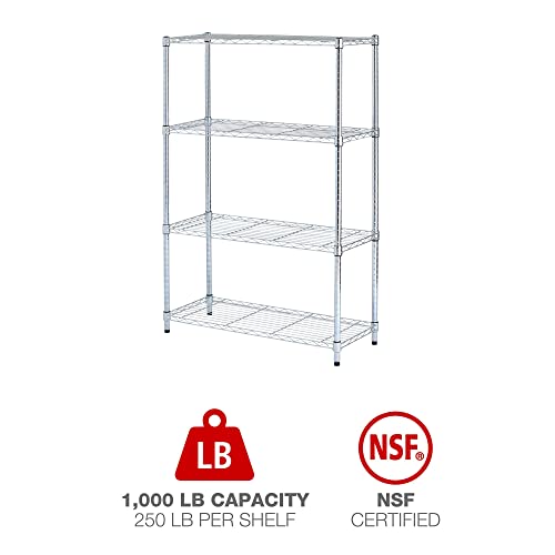 Alera ALESW843614SR Residential Wire Shelving Four-Shelf 36w x 14d x 54h Silver