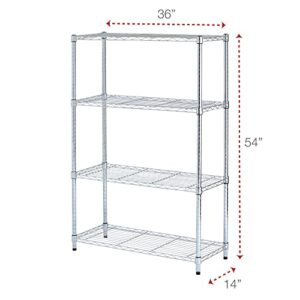 Alera ALESW843614SR Residential Wire Shelving Four-Shelf 36w x 14d x 54h Silver