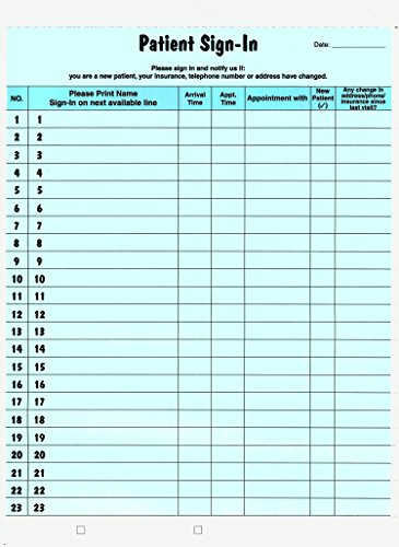 Tabbies Patient Sign-In Label Forms, 8-1/2" x 11" Form, Blue, 23 Labels/Sheet, 125 Sheets/Pack, Confidentially Sign In Your Patients, Also Provides a Daily Patient Log (14531)