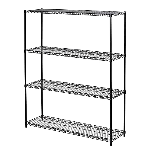 Alera ALESW206018BA All-Purpose Wire Shelving Starter Kit, 4-Shelf, 60 X 18 X 72, Black Anthracite+