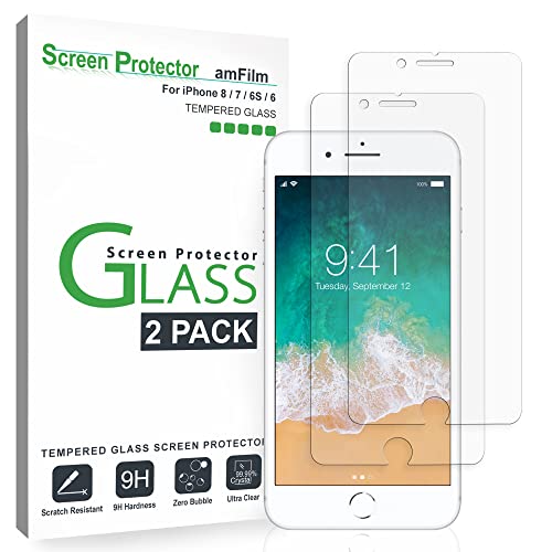 amFilm Screen Protector 4.7“ for Apple iPhone 8, iPhone 7, iPhone 6S and iPhone 6, Tempered Glass 4.7“, 2 Pack