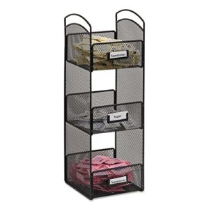 safco 3290bl onyx breakroom organizers, 3 compartments, 6 x 6 x 18, steel mesh, black