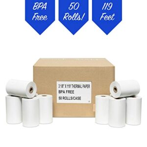 50 Roll of 3 1/8" x 119' Thermal Cash Register Paper First Data FD100 FD200 FD300