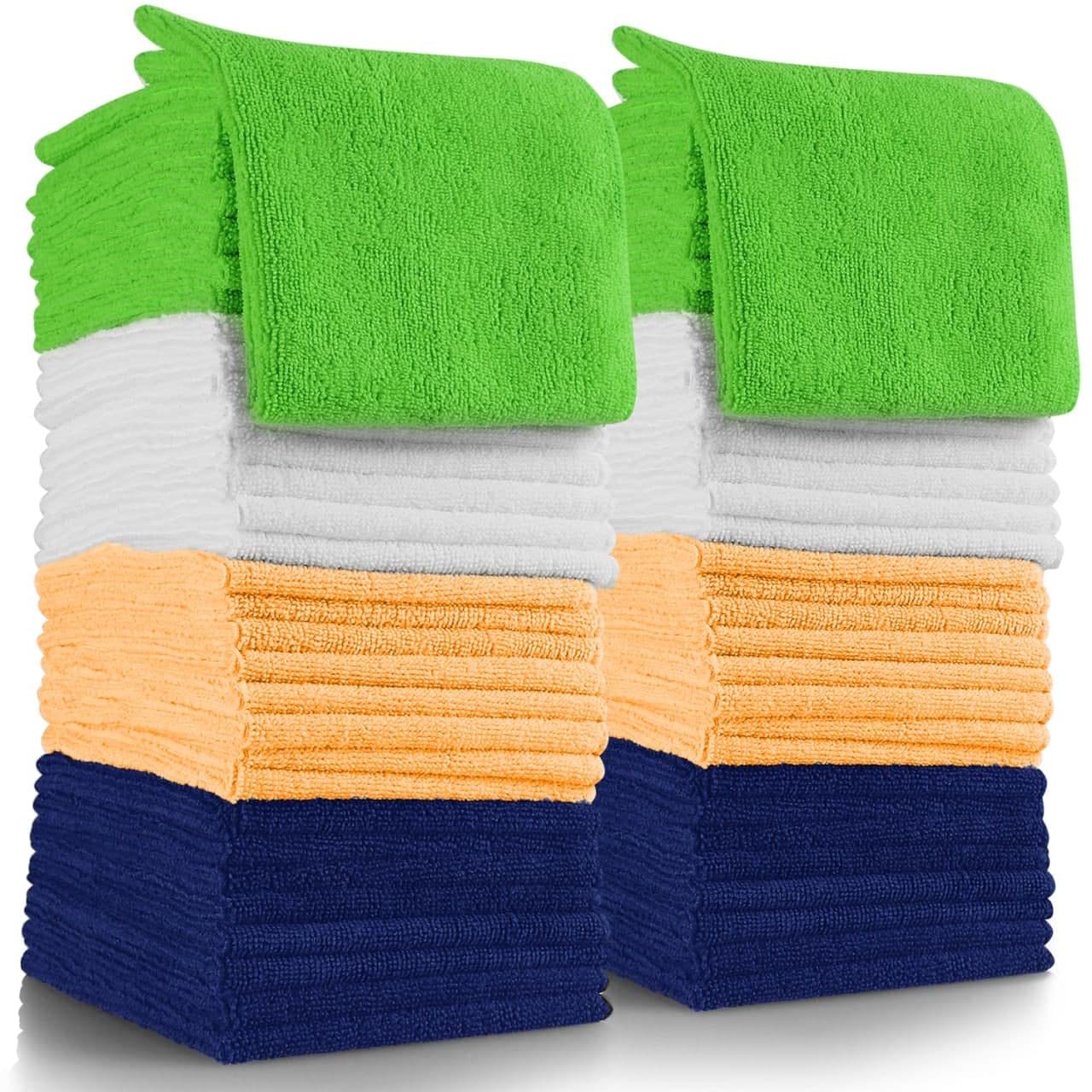 OxGord Microfiber Cleaning Cloth - 32 Pack of Thick, Lint-Free Soft Towels Best for Car Wash, Home Multi-Use, Kitchen Counter & Eye-Glasses Etc. Re-Washable Micro Fiber Rags Household Cleaner Supplies