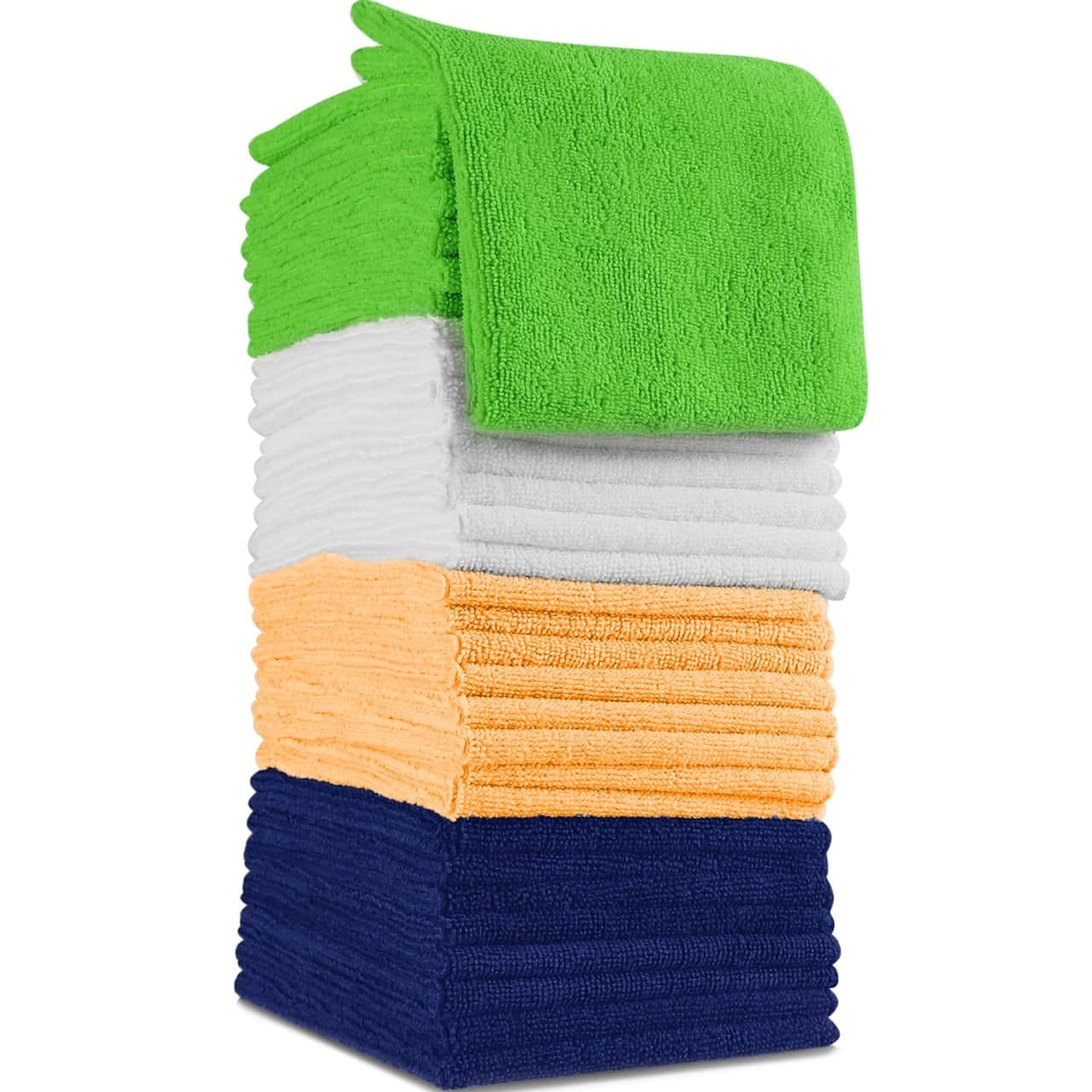 OxGord Microfiber Cleaning Cloth - 32 Pack of Thick, Lint-Free Soft Towels Best for Car Wash, Home Multi-Use, Kitchen Counter & Eye-Glasses Etc. Re-Washable Micro Fiber Rags Household Cleaner Supplies