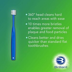 Brilliant Kids Toothbrush, For Kids Ages 5-9 Years Old, Round Brush Head -Soft Bristles, Royal Blue, 3 Count