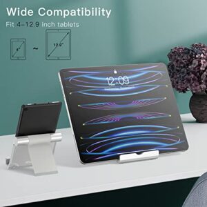 JETech Tablet Stand, Adjustable Portable Desktop Holder, Foldable Dock for iPad/iPad Pro/Air/Mini, Galaxy Tab A8/A7 Lite/A7/S8/S7, Kindle, Tab/Phones(4-13"), Silver