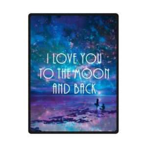 well-sized beautiful galaxy night sea beach with funny quotes: i love you to the moon and back blanket fleece throw blanket for sofa 58" x 80" (large)