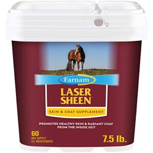 farnam laser sheen skin & coat supplement for horses, promotes healthy skin & radiant coat from the inside out, 7.5 pound, 60 day supply